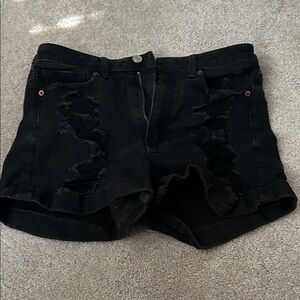 American Girl Black Distressed Jean Shorts